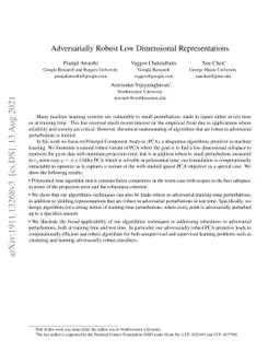 Adversarially Robust Low Dimensional Representations
