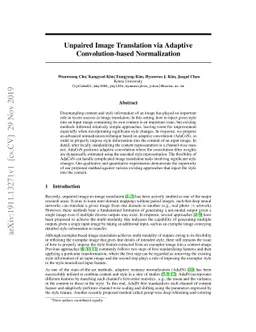 Unpaired Image Translation via Adaptive Convolution-based Normalization