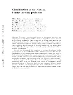Classification of distributed binary labeling problems