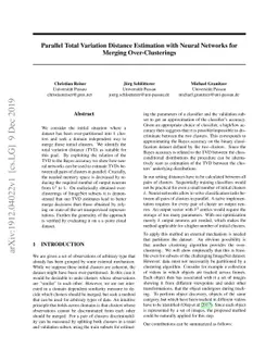 Parallel Total Variation Distance Estimation with Neural Networks for
  Merging Over-Clusterings