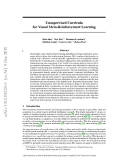 Unsupervised Curricula for Visual Meta-Reinforcement Learning