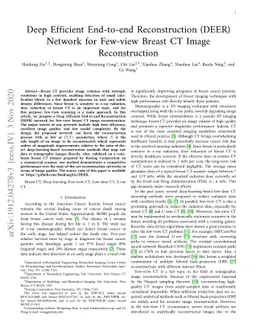 Deep Efficient End-to-end Reconstruction (DEER) Network for Few-view
  Breast CT Image Reconstruction