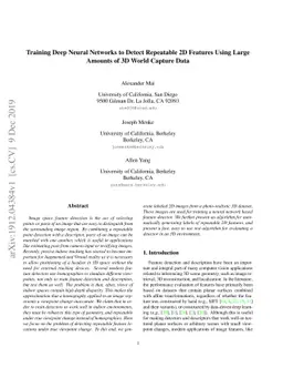 Training Deep Neural Networks to Detect Repeatable 2D Features Using
  Large Amounts of 3D World Capture Data
