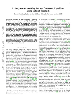 A Study on Accelerating Average Consensus Algorithms Using Delayed
  Feedback