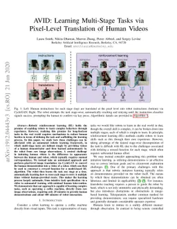 AVID: Learning Multi-Stage Tasks via Pixel-Level Translation of Human
  Videos