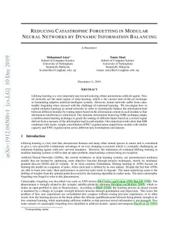 Reducing Catastrophic Forgetting in Modular Neural Networks by Dynamic
  Information Balancing