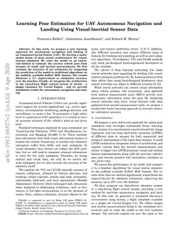 Learning Pose Estimation for UAV Autonomous Navigation andLanding Using
  Visual-Inertial Sensor Data