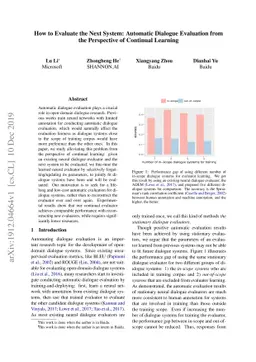 How to Evaluate the Next System: Automatic Dialogue Evaluation from the
  Perspective of Continual Learning