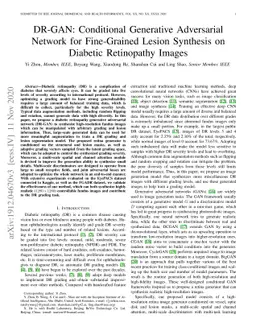 DR-GAN: Conditional Generative Adversarial Network for Fine-Grained
  Lesion Synthesis on Diabetic Retinopathy Images