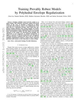 Training Provably Robust Models by Polyhedral Envelope Regularization
