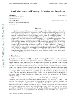 Qualitative Numeric Planning: Reductions and Complexity