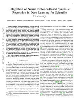 Integration of Neural Network-Based Symbolic Regression in Deep Learning
  for Scientific Discovery