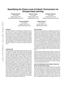 Quantifying the Chaos Level of Infants' Environment via Unsupervised
  Learning