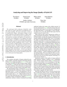 Analyzing and Improving the Image Quality of StyleGAN