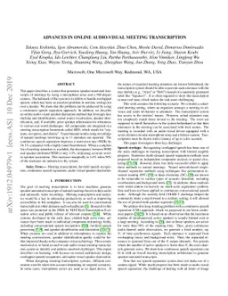 Advances in Online Audio-Visual Meeting Transcription