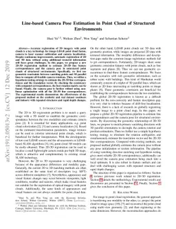 Line-based Camera Pose Estimation in Point Cloud of Structured
  Environments