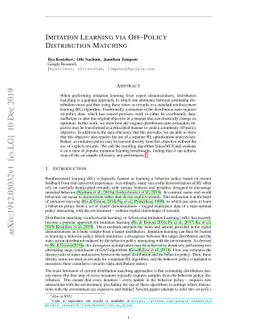 Imitation Learning via Off-Policy Distribution Matching