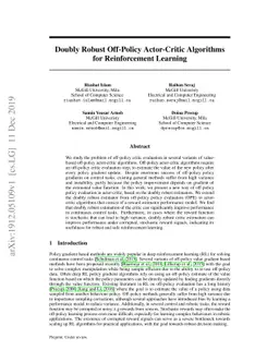 Doubly Robust Off-Policy Actor-Critic Algorithms for Reinforcement
  Learning