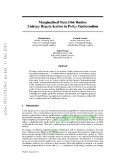 Marginalized State Distribution Entropy Regularization in Policy
  Optimization