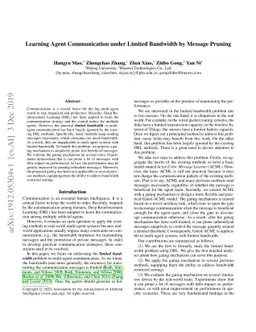 Learning Agent Communication under Limited Bandwidth by Message Pruning