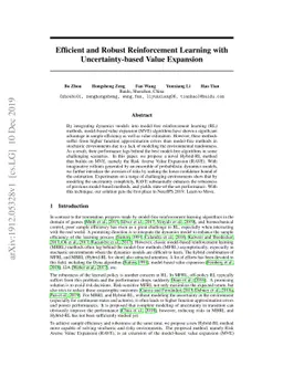 Efficient and Robust Reinforcement Learning with Uncertainty-based Value
  Expansion