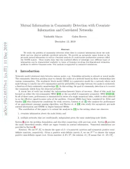 Mutual Information in Community Detection with Covariate Information and
  Correlated Networks