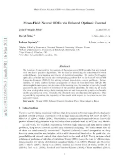 Mean-Field Neural ODEs via Relaxed Optimal Control