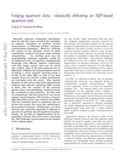 Forging quantum data: classically defeating an IQP-based quantum test