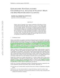 Exploratory Not Explanatory: Counterfactual Analysis of Saliency Maps
  for Deep Reinforcement Learning