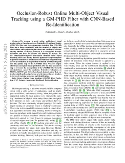 Occlusion-Robust Online Multi-Object Visual Tracking using a GM-PHD
  Filter with CNN-Based Re-Identification