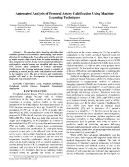 Automated Analysis of Femoral Artery Calcification Using Machine
  Learning Techniques