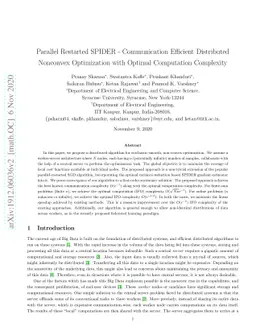 Parallel Restarted SPIDER -- Communication Efficient Distributed
  Nonconvex Optimization with Optimal Computation Complexity