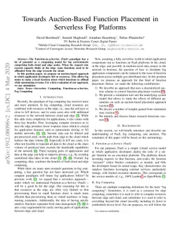 Towards Auction-Based Function Placement in Serverless Fog Platforms