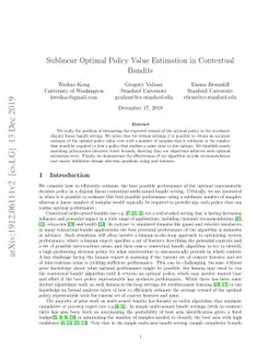 Sublinear Optimal Policy Value Estimation in Contextual Bandits