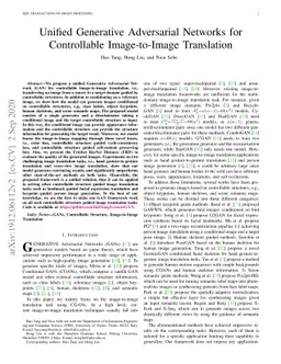 Unified Generative Adversarial Networks for Controllable Image-to-Image
  Translation