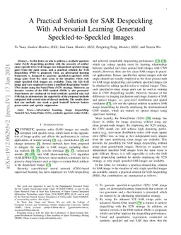 A Practical Solution for SAR Despeckling With Adversarial Learning
  Generated Speckled-to-Speckled Images