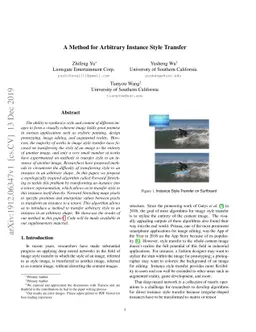 A Method for Arbitrary Instance Style Transfer