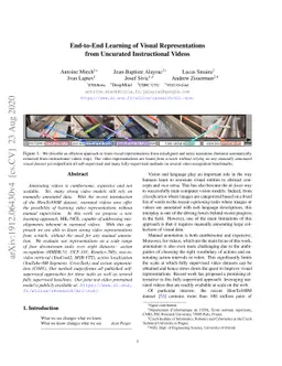 End-to-End Learning of Visual Representations from Uncurated
  Instructional Videos