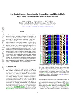 Learning to Observe: Approximating Human Perceptual Thresholds for
  Detection of Suprathreshold Image Transformations