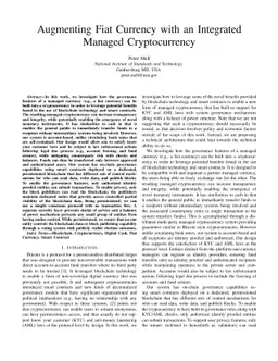 Augmenting Fiat Currency with an Integrated Managed Cryptocurrency