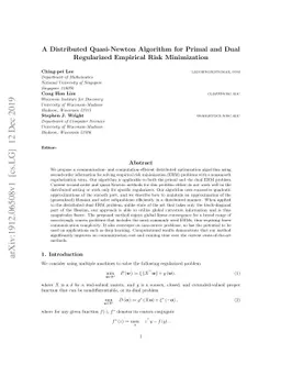 A Distributed Quasi-Newton Algorithm for Primal and Dual Regularized
  Empirical Risk Minimization