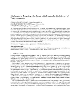 Challenges in designing edge-based middlewares for the Internet of
  Things: A survey