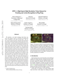 SPIN: A High Speed, High Resolution Vision Dataset for Tracking and
  Action Recognition in Ping Pong
