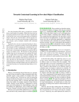 Towards Contextual Learning in Few-shot Object Classification