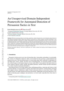 An Unsupervised Domain-Independent Framework for Automated Detection of
  Persuasion Tactics in Text