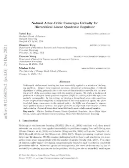 Natural Actor-Critic Converges Globally for Hierarchical Linear
  Quadratic Regulator