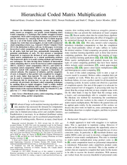 Hierarchical Coded Matrix Multiplication