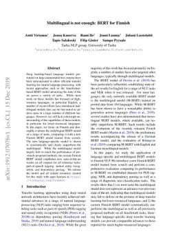 Multilingual is not enough: BERT for Finnish