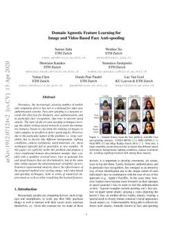 Domain Agnostic Feature Learning for Image and Video Based Face
  Anti-spoofing