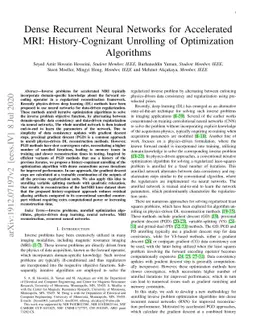 Dense Recurrent Neural Networks for Accelerated MRI: History-Cognizant
  Unrolling of Optimization Algorithms